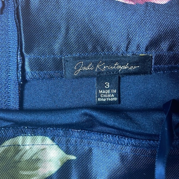 Jodi Kristopher Navy Blue Pink Floral Rose Tulle Petticoat Mini Skirt Junior 3 - Picture 4 of 8